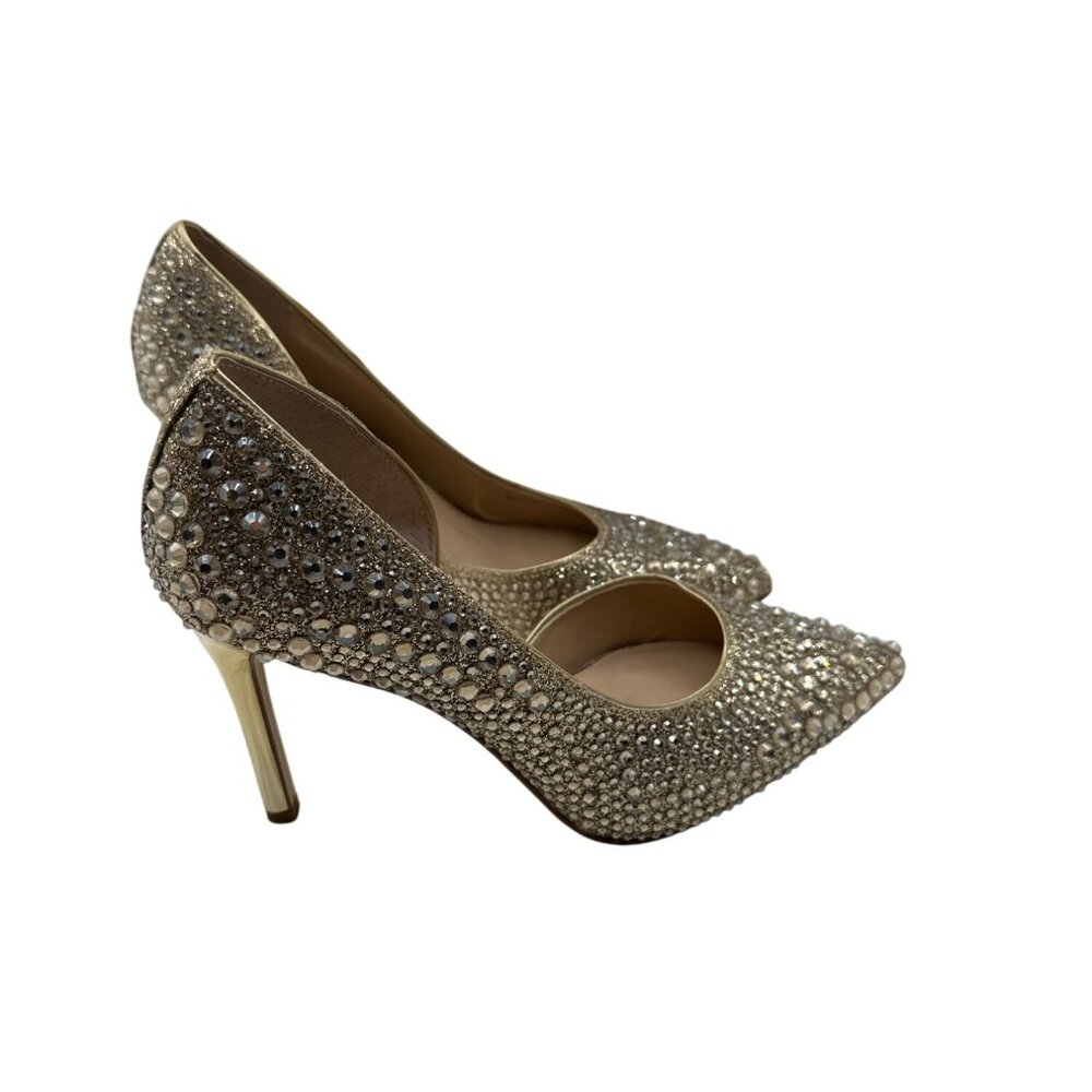 Gianni Bini Size 7 Stylist Classic Gold Rhinestone Studded Stiletto Heels - Picture 8 of 12